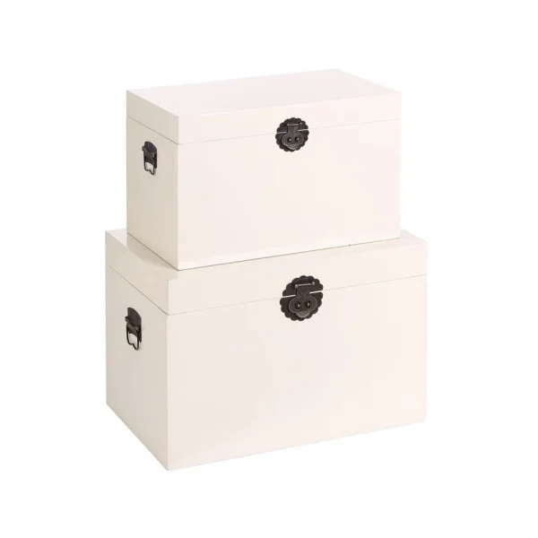 Tousmesmeubles Duo De Coffres Blancs Meuble Chinois – PEKIN achat 1