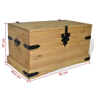 VidaXL Coffre De Rangement Pin Mexicain Gamme Corona 91×49,5×47 Cm vente chaude 12