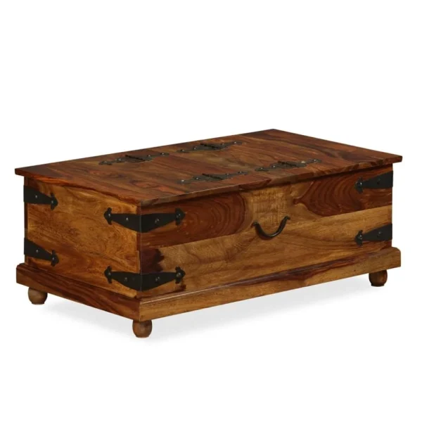VidaXL Coffre De Rangement Bois Massif De Sesham 90 X 50 X 35 Cm outlet soldes 4