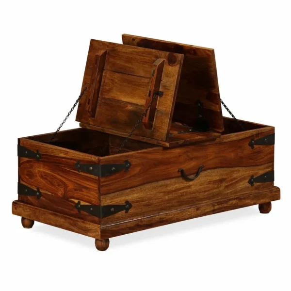 VidaXL Coffre De Rangement Bois Massif De Sesham 90 X 50 X 35 Cm outlet soldes 5