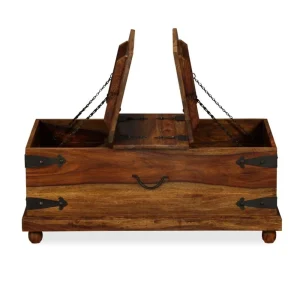VidaXL Coffre De Rangement Bois Massif De Sesham 90 X 50 X 35 Cm outlet soldes 15