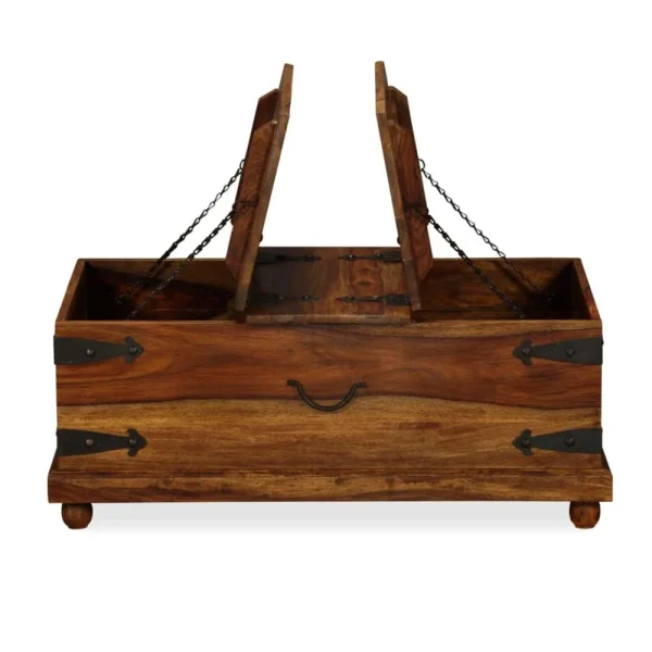VidaXL Coffre De Rangement Bois Massif De Sesham 90 X 50 X 35 Cm outlet soldes 6