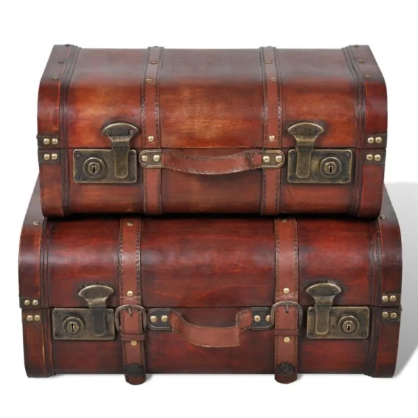 Réductions VidaXL Coffre De Rangement Vintage Bois Marron 2 Pcs 3