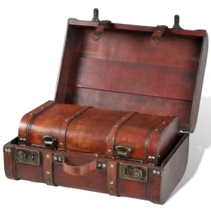 Réductions VidaXL Coffre De Rangement Vintage Bois Marron 2 Pcs 11