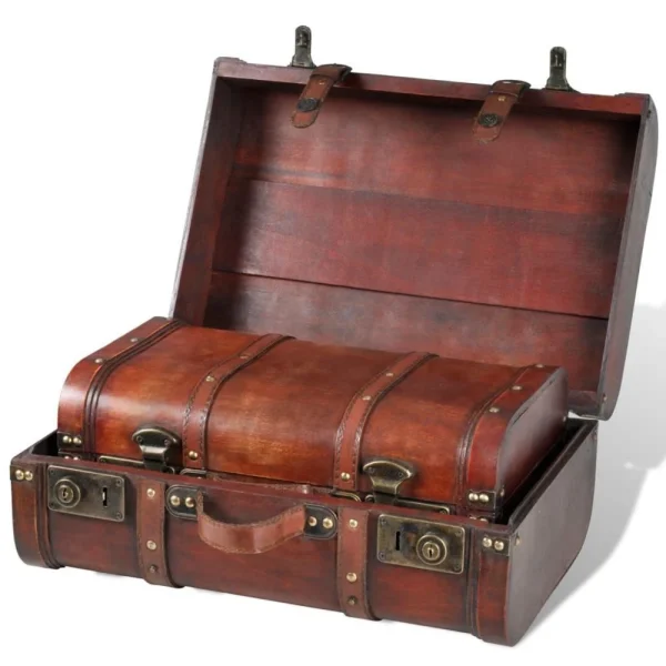 Réductions VidaXL Coffre De Rangement Vintage Bois Marron 2 Pcs 4