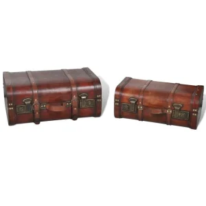 Réductions VidaXL Coffre De Rangement Vintage Bois Marron 2 Pcs 13