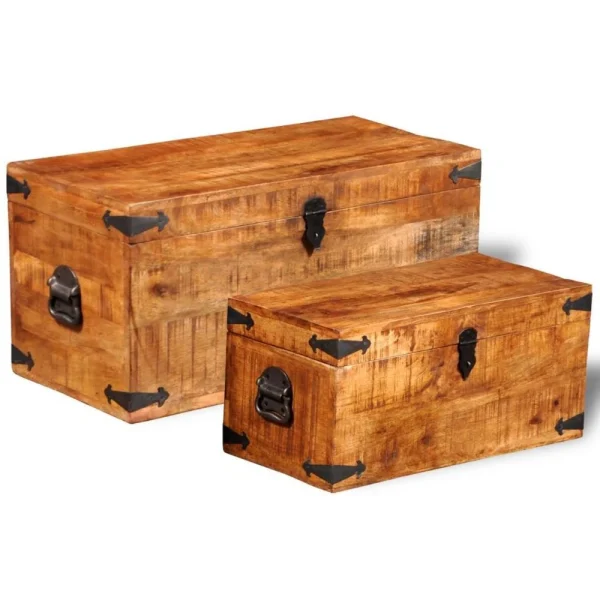 VidaXL Coffre De Rangement 2 Pcs Bois Massif De Manguier soldes officiel 1
