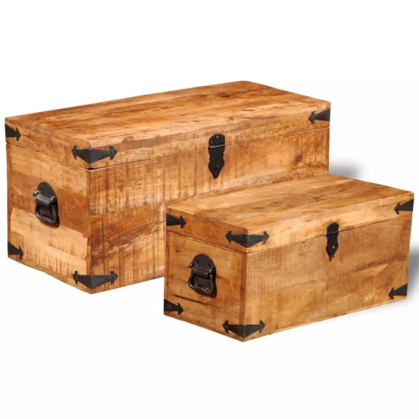 VidaXL Coffre De Rangement 2 Pcs Bois Massif De Manguier soldes officiel 5