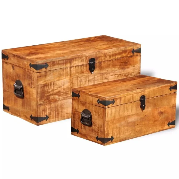 VidaXL Coffre De Rangement 2 Pcs Bois Massif De Manguier soldes officiel 6