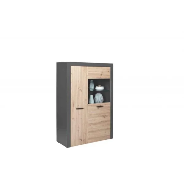 en ligne Paris Prix Argentier 2 Portes 100×41,6×147 Cm Anthracite Et Naturel 4