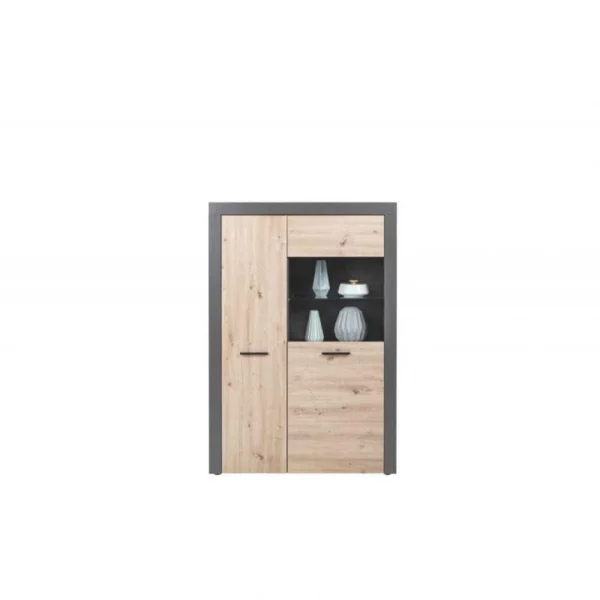 en ligne Paris Prix Argentier 2 Portes 100×41,6×147 Cm Anthracite Et Naturel 5