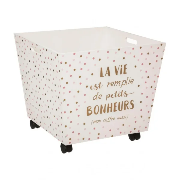 vente pas cher Atmosphera, Createur D’Interieur Atmosphera – Coffre De Rangement XXL Sur Roues Coffre à Jouet Or 1