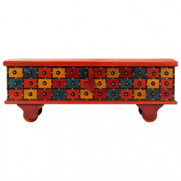 grossiste Chunhelife Boîte De Rangement Rouge 110x40x40 Cm Bois D’acacia Massif 5