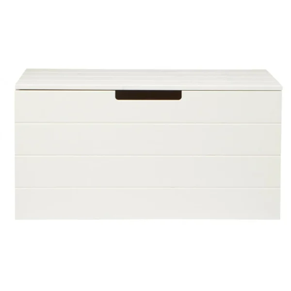 soldes de Noël Pegane Coffre A Jouet Pin Massif Brossé Blanche, H42 X L80 X P40 Cm 1