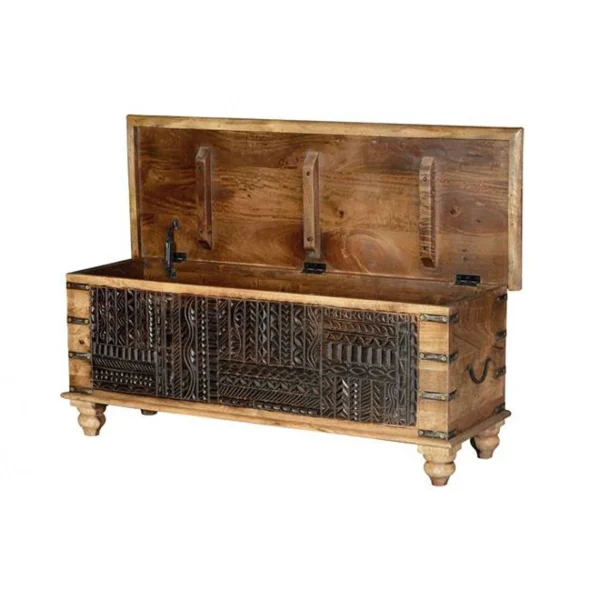 Boutique officielle Pegane Coffre De Rangement En Bois De Manguier Coloris Naturel – Longueur 116… 3