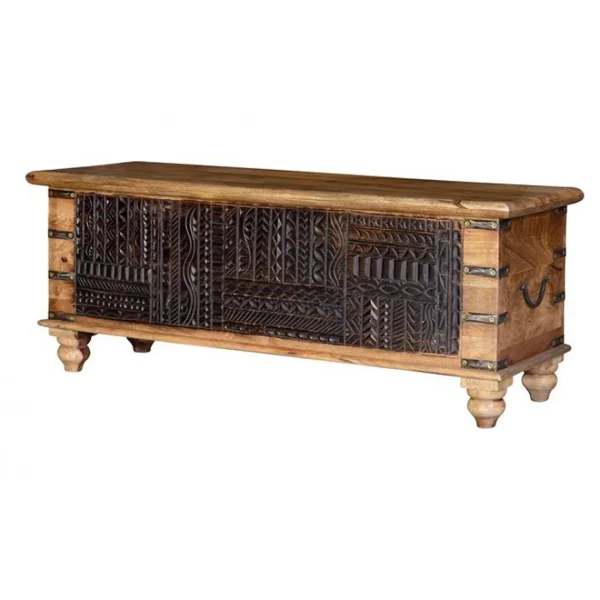 Boutique officielle Pegane Coffre De Rangement En Bois De Manguier Coloris Naturel – Longueur 116… 4