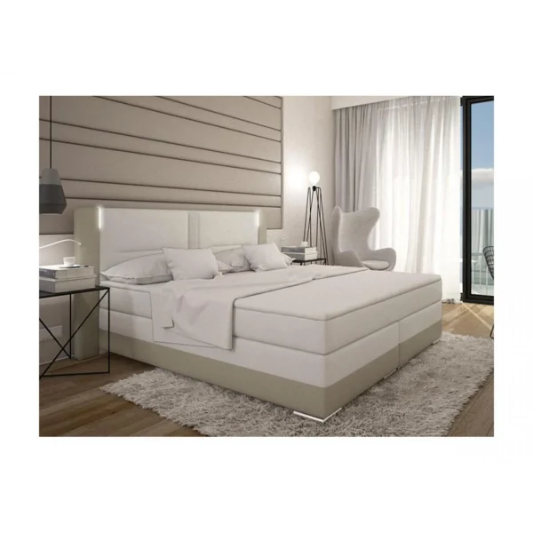 Vente-unique Ensemble Boxspring Complet Tête De Lit Avec Leds + Sommiers + Matelas… à prix très bas 1