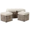 Pegane Ensemble De 3 Coffres / Bancs En Bois Et Polyester Coloris Crème site pas cher 10