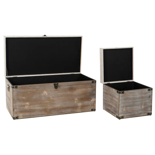 Pegane Ensemble De 3 Coffres / Bancs En Bois Et Polyester Coloris Crème site pas cher 3