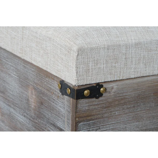 Pegane Ensemble De 3 Coffres / Bancs En Bois Et Polyester Coloris Crème site pas cher 5