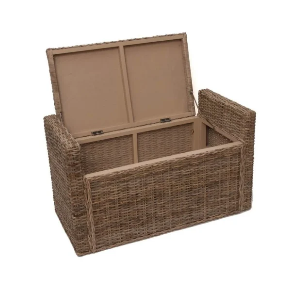 Mendler Coffre De Stockage, Banquette M92 Rotin Avec Coussin Kissen 88cm ~ Gri… soldes magasin 4