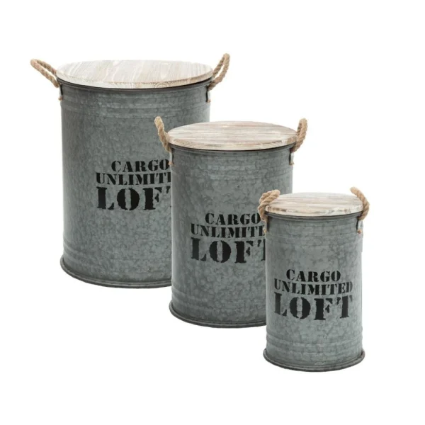 Atmosphera, Createur D’Interieur Coffre Bidon X 3 Loft Gris – Atmosphera Neuve avec étiquette 3