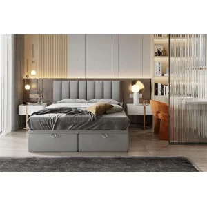 vente pas cher TRADA Lit Adulte Rembourré Bond Avec Rangement Et Matelas Ressorts Ensaché… 9