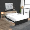 Le Quai Des Affaires Lit CITY 140×190 + Tête De Lit Chevet+ 1 Maxi Tiroir / Noir & Chêne … mode 10
