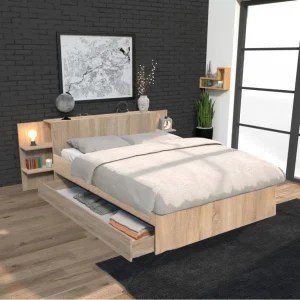 Le Quai Des Affaires Lit CITY 140×190 + Tête De Lit Chevet + 1 Tiroir / Chêne Blanchi ultratendance 8