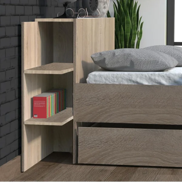 Le Quai Des Affaires Lit CITY 140×190 + Tête De Lit Chevet + 1 Tiroir / Chêne Blanchi ultratendance 4