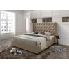 Vente-unique Lit Avec Tête De Lit Capitonnée – 160 X 200 Cm – Tissu – Beige – MAS… en promotion 14