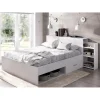 Vente-unique Lit Avec Tête De Lit Rangements Et Tiroirs 140x190cm – Coloris : Blan… l'unique style 14