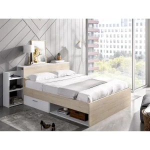 Vente-unique Lit Avec Tête De Lit Rangements Et Tiroirs 140 X 190 Cm – Coloris : N… marque moins cher 8