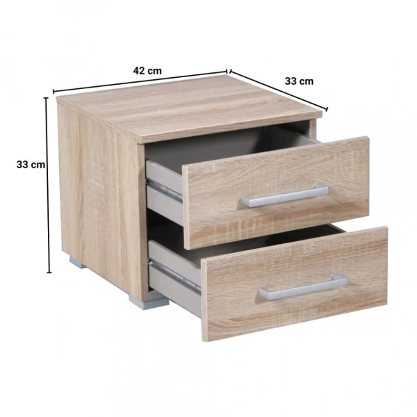 Le Quai Des Affaires Lit LOFT 140×190 + 2 Chevets + Sommier + Tête De Lit / Chêne Blanchi magasin pas cher 5
