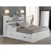 Vente-unique Lit Avec Rangements 140 X 190 Cm – Blanc – MEDERICK REMISE allant 17