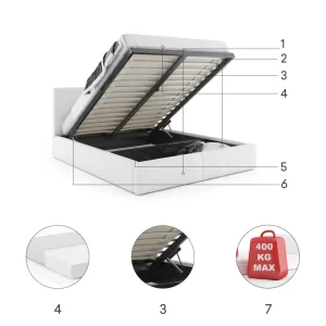 Interbeds Lit Rembourré Hilton Avec Rangement 160×200 En Blanc Cassé offre spéciale 9