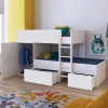 Le Quai Des Affaires Lit Superposé TWIN 90×190 Avec Armoire Et Tiroirs + 2 Sommiers / Blan… marque moins cher 16