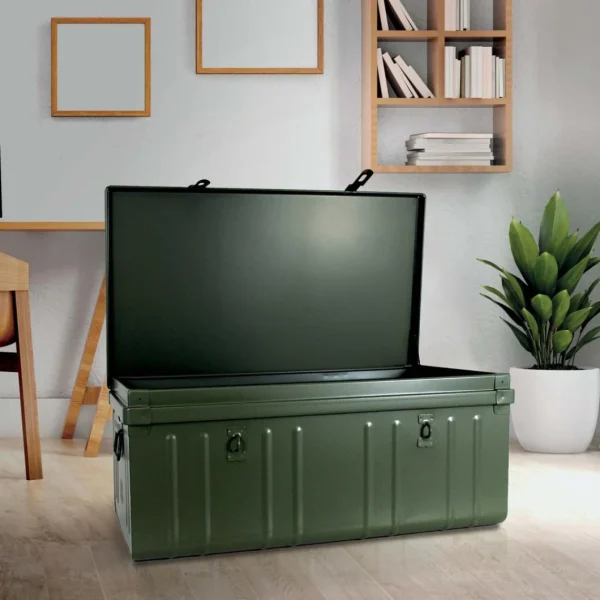 soldes pas cher PIERRE HENRY Malle Habitat En Acier 130 Litres Kaki. 3