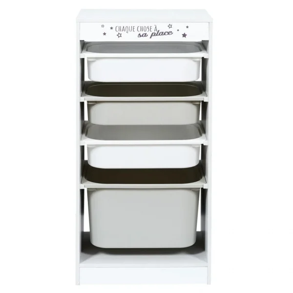 aux meilleurs prix TOILINUX Meuble De Rangement Enfant Tidy à 4 Bacs – Gris Et Blanc 3