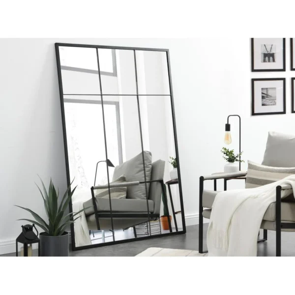 Vente-unique Miroir Fenêtre Industriel En Fer – L.105 X H.150 Cm – Noir – BELLAGIO acheter en ligne 1