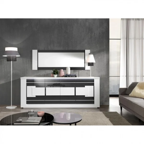 Modern Living Miroir BELLARIVA Laqué Blanc/ Gris Anthracite en ligne 5