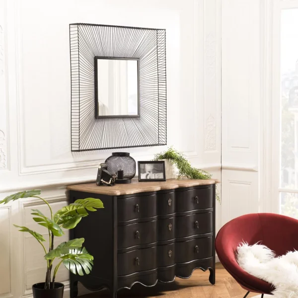 Neuve avec étiquette MACABANE Miroir Carré Métal Noir – TALYA 3