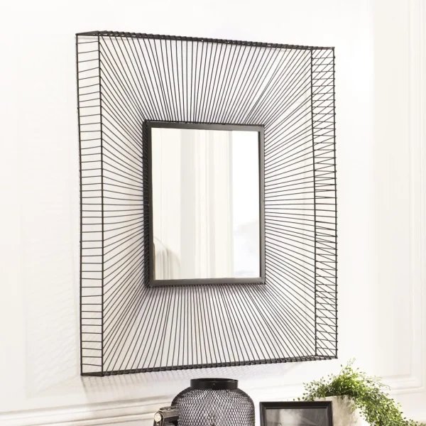Neuve avec étiquette MACABANE Miroir Carré Métal Noir – TALYA 4