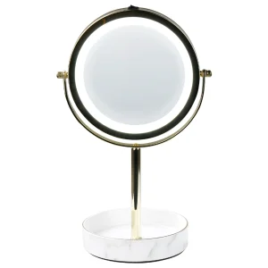prix pas cher Beliani Miroir De Table Doré Et Blanc à LED ø 26 Cm SAVOIE 10
