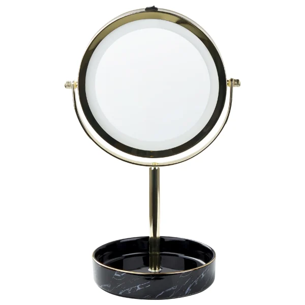 Beliani Miroir De Table Doré Et Noir à LED ø 26 Cm SAVOIE boutique paris 1
