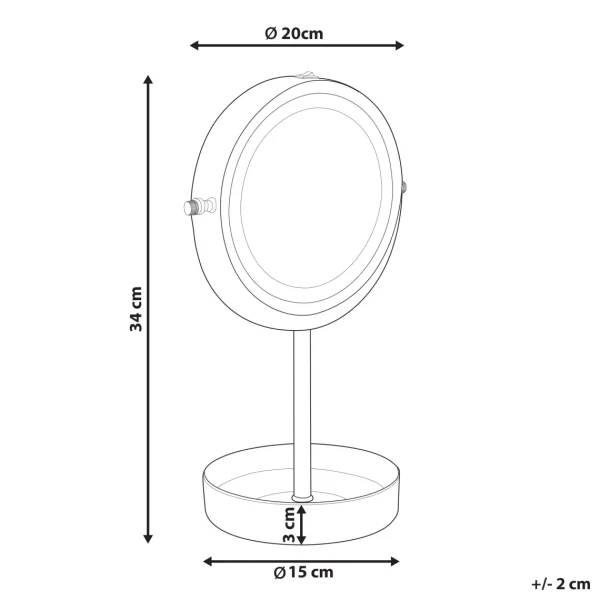 Beliani Miroir De Table Doré Et Noir à LED ø 26 Cm SAVOIE boutique paris 3