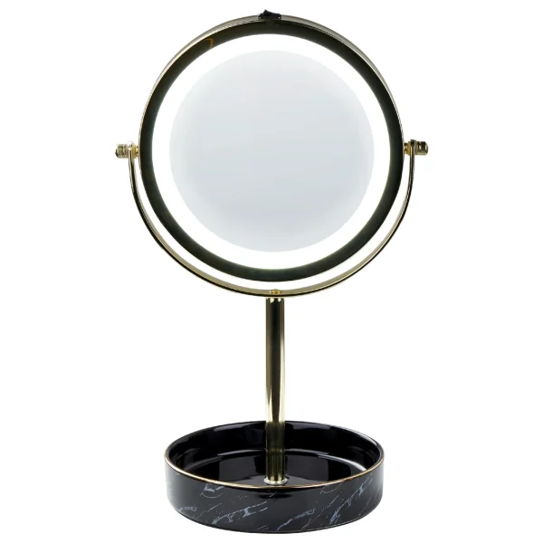 Beliani Miroir De Table Doré Et Noir à LED ø 26 Cm SAVOIE boutique paris 4