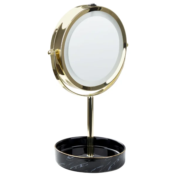 Beliani Miroir De Table Doré Et Noir à LED ø 26 Cm SAVOIE boutique paris 5