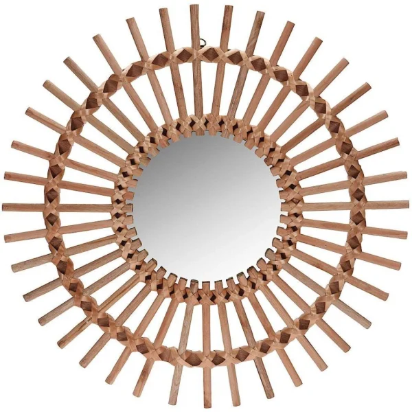 Other Miroir En Bois Boho Dans Un Cadre En Bois, Rond 50 Cm REMISE 1