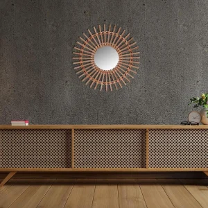 Other Miroir En Bois Boho Dans Un Cadre En Bois, Rond 50 Cm REMISE 8